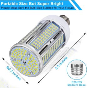 2 Pack 400W Equivalent LED Corn Light Bulb 6000 Lumen Led Corn Bulb 50W Super Bright 5000K Daylight White E26/E27 Base LED Light Bulb for Home Garage