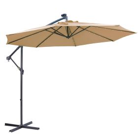 10 FT Solar LED Patio Outdoor Umbrella Hanging Cantilever Umbrella