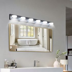 Black 6-Light Vanity Lights Fixtures Over Mirror Bath Wall Lighting