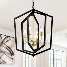 18.11" Matte Black + Gold Chandelier