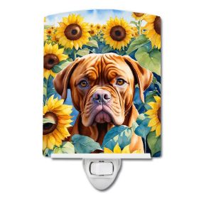 NEW Dogue de Bordeaux in Sunflowers Ceramic Night Light Compact