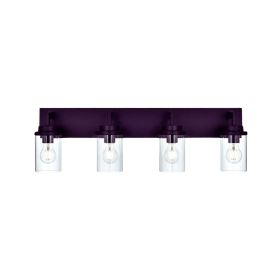 Bathroom Vanity Light Fixture 4 Light Oil Rubbed Bronze Metal with Clear Glass Shade