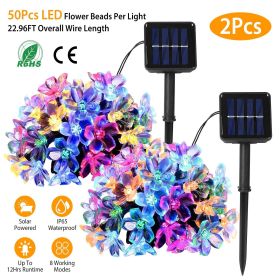 2Pcs Solar Powered String Lights 50LED Beads