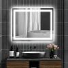 HOMCOM LED Bathroom Mirror with Lights, 39" x 32" Backlit Front Lit LED Mirror