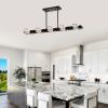 8-Light Black Farmhouse Linear Pendant Light Fixture