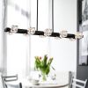 8-Light Black Farmhouse Linear Pendant Light Fixture