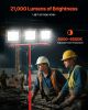 LED Work Light with Stand, 21000 Lumens, Three-Head Portable Camping Light with Individual Switch, Tripod Stand, 10.83 ft Power Cord