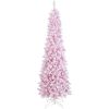 7 Feet Pre-Lit Snow Flocked Hinged Pencil Christmas Tree