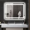 HOMCOM LED Bathroom Mirror with Lights, 39" x 32" Backlit Front Lit LED Mirror