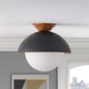 Light Wood Gold Leaf Dome Semi-Flush Mount Light