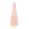 7 Feet Pre-Lit Snow Flocked Hinged Pencil Christmas Tree