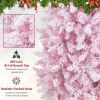 7 Feet Pre-Lit Snow Flocked Hinged Pencil Christmas Tree
