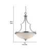 3 Bulb Bowl Style Glass Pendant Fixture with Metal Frame, Silver and White