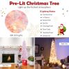 7 Feet Pre-Lit Snow Flocked Hinged Pencil Christmas Tree
