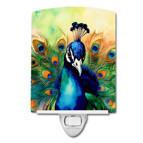 Peacock Ceramic Night Light (Color: Peacock-198453053794)