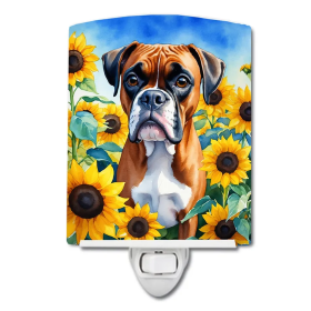 Boxer Ceramic Night Light (Color: Boxer in Sunflowers-198453229649)