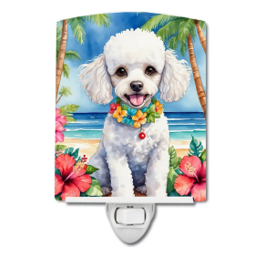 White Ceramic Night Light (Color: White Poodle Luau-198453423719)