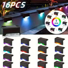 Led Solar Deck Lights 32 Pack Waterproof And Wide Use For Outdoor Stairs Step Fence Railing Yard And Patio Auto On/Off Easy Installation(Warm White) (Option: RGBlight16PCS)