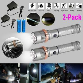 LED Flashlight Rechargeable Work Light Super Bright Torch Emergency Light Escape Hammer (Option: 2PACK)