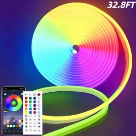 RGB Neon LED Strip Lights App Control Music Sync Flexible Waterproof Rope Lights (Option: 328FT)