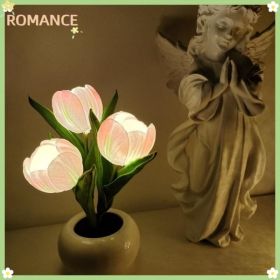 Tulip Lamp - LED Replica Tulip Table Lamp With Flower Vase For Desktop Decoration,Suitable For Home,living Room,desktop Decoration,holiday Gifts,atmos (Option: Pink)