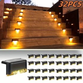8/16/32 Solar Outdoor Deck Lights, Garden Lights, Atmosphere Lights, LED Walk Lights, Light Source Control, Suitable For Balconies, Terraces, Stair Fe (Option: 32PCSnuanse)