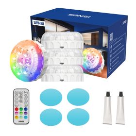 SANSI IP68 Waterproof RGB Pool Light, Summer Rechargeable 20Hrs Outdoor LED Lamp For Swimming Pool,Pond,Shower,Bath (Option: 4PACK)