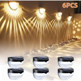 6 Pack Solar Fence Lights Outdoor Waterproof  Solar Powered Deck Step Stair Post Wall Lights Outdoor Lighting For Deck  Black (Option: Warm Lights-6PCS)