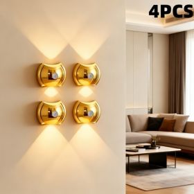 LED Modern Indoor Wall Light With Motion Sensor 3 Color Modes 2700K 4500K 6500K USB Rechargeable Magnetic Portable Wall Sconce For Living Room Bedroom (Option: Gold-4PACK)