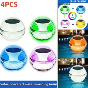 Outdoor Solar Rechargeable Floating Pool Lights,Pool Lights That Float With Solar Charging Panel,IPX7 Waterproof For Inground Pool, Bathroom, Bathtub, (Option: 4PCS)