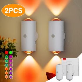 4PCS Color-sensing Motion Night Lights, Wall Lights, Cabinet Lights, Decorative Lights, With Three Lighting Modes, Available In Multiple Colors, Featu (Option: White shell-2PCS)