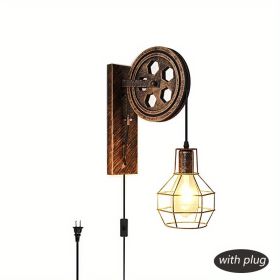 1Pack Antique Brass Vintage Plug In Wall Lighting (Style: Plug)