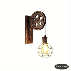1Pack Antique Brass Vintage Plug In Wall Lighting (Style: Wiring)