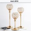 Crystal Candle Holder Pillar Gold/Silver Metal Tealight Candlestick