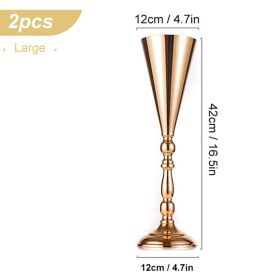 Wedding Metal Candle Holders Flowers Vase Candlestick (Color: 2Pcs-Large, Ships From: CN)