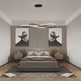 39" Modern LED Pendant Light, Infinity Design Hanging Ceiling Fixture, Adjustable Height, Dimmable for Living Room, Dining Room, Bedroom, Black Finish (Material: Iron, Color: Black)