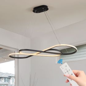 39" Modern LED Pendant Light, Infinity Design Hanging Ceiling Fixture, Adjustable Height, Dimmable for Living Room, Dining Room, Bedroom, Black Finish (Material: Aluminium, Color: Black)