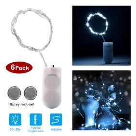 6 Pack LED String Lights 6.56ft 20 LEDs (Light color: Cool White)