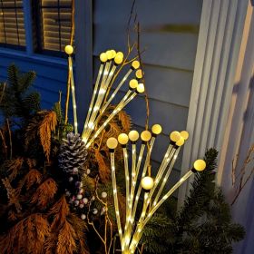 2Pcs Solar Firefly Lights Swaying Decorative Pathway Stake Lamp (Color: Warm)