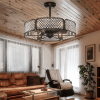 30 Inch Caged Ceiling Fan With Light Crystal Lampshade
