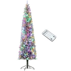 Pre-Lit Pencil Christmas Tree (Color: Green, size: 9ft)