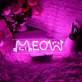 1 LED neon light, pink "meow meow" cat shaped (Color: Pink)
