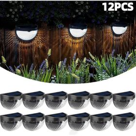 6 Pack Solar Fence Lights Outdoor Waterproof  Solar Powered Deck Step Stair Post Wall Lights Outdoor Lighting For Deck  Black (Option: White Lights-12PCS)