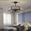 30 Inch Caged Ceiling Fan With Light Crystal Lampshade