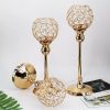 Crystal Candle Holder Pillar Gold/Silver Metal Tealight Candlestick